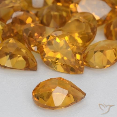 Citrine Or orange foncé naturelle En forme de poire, 0.87 ct, VS