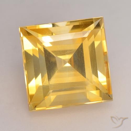 3.49ct Naturel Or moyen Citrine, Carré, VS