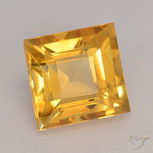 Citrine Doré moyen naturelle Carré, 2.91 ct, VVS-VS