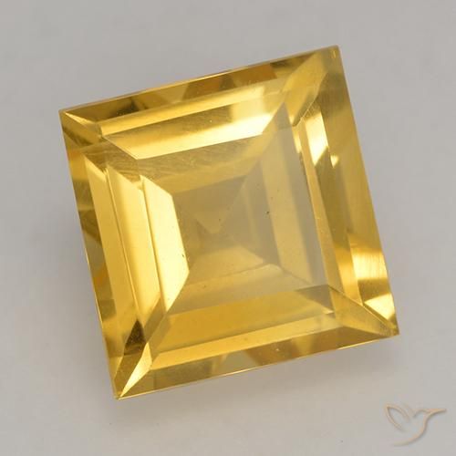 Citrine Doré vif naturelle Carré, 3.39 ct, VS