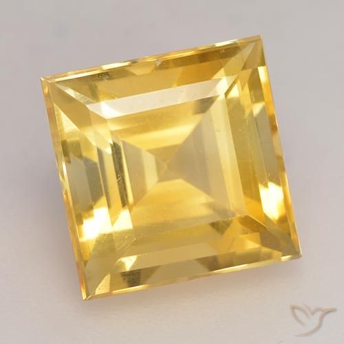 Citrine Doré vif naturelle Carré, 3.55 ct, VS