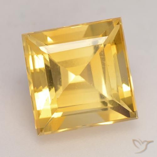 Citrine Doré vif naturelle Carré, 3.71 ct, VS
