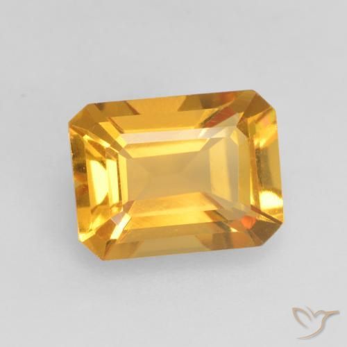 Citrine Doré foncé naturelle Octogone / coupe Émeraude, 1.38 ct, VVS-VS