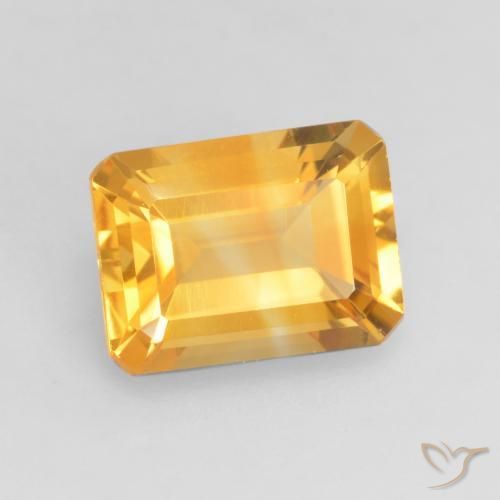 Citrine Orange doré profond naturelle Octogone / coupe Émeraude, 1.39 ct, VVS-VS