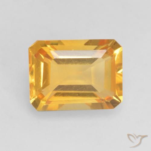 Citrine Doré foncé naturelle Octogone / coupe Émeraude, 1.57 ct, VVS-VS