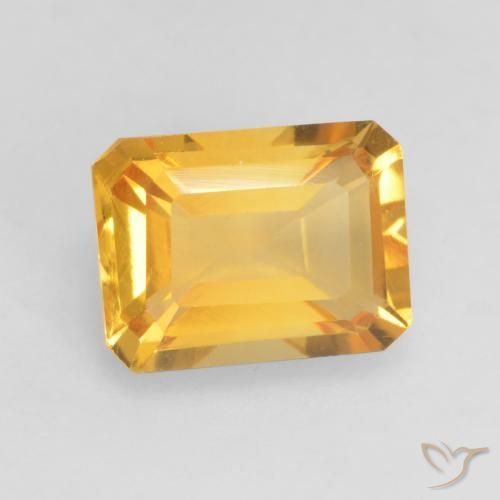 Citrine Doré foncé naturelle Octogone / coupe Émeraude, 1.57 ct, VVS-VS