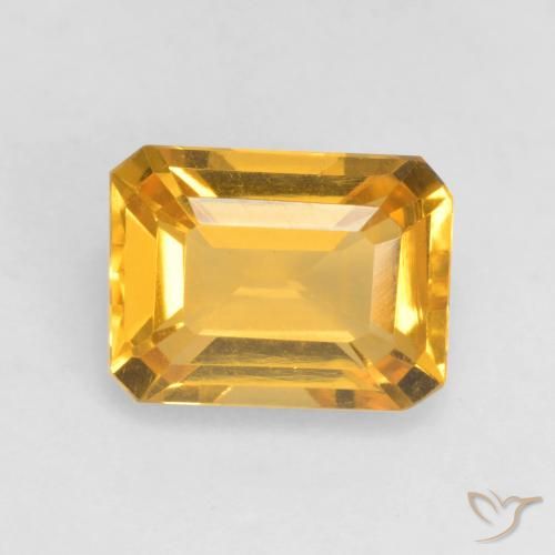 Citrine Doré foncé naturelle Octogone / coupe Émeraude, 1.51 ct, VVS-VS