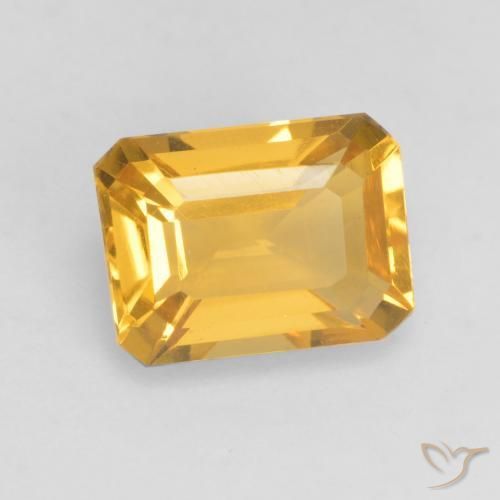 Citrine Doré foncé naturelle Octogone / coupe Émeraude, 1.51 ct, VVS-VS