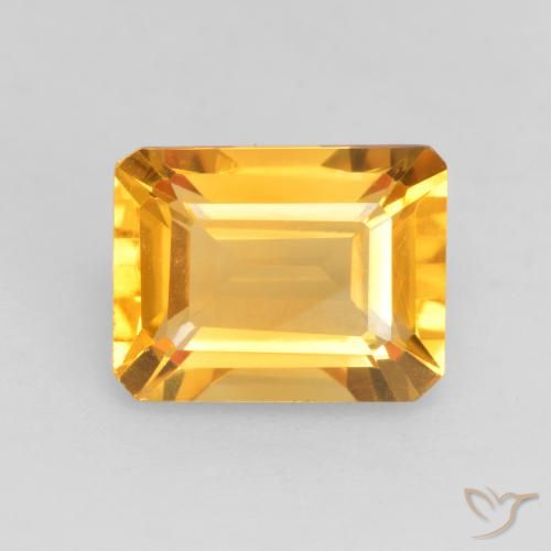 1.55ct Naturel Doré vif Citrine, Taille émeraude, VVS-VS