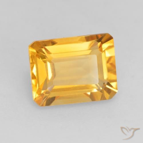 Citrine Doré vif naturelle Octogone / coupe Émeraude, 1.55 ct, VVS-VS