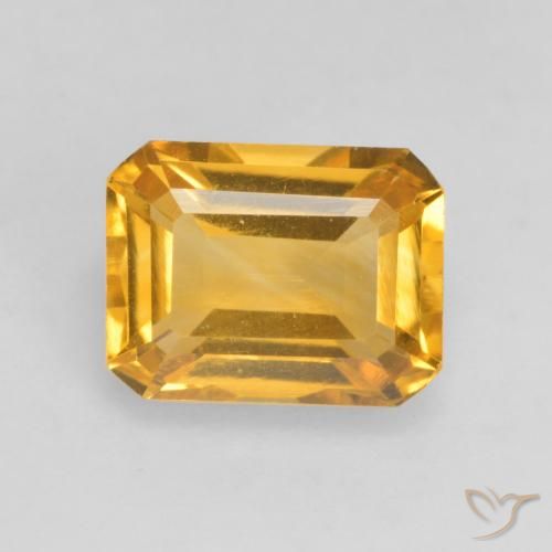 Citrine Doré foncé naturelle Octogone / coupe Émeraude, 1.54 ct, VVS-VS