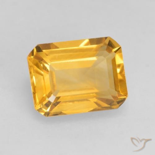 Citrine Doré foncé naturelle Octogone / coupe Émeraude, 1.54 ct, VVS-VS