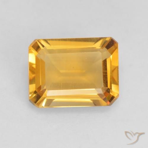 Citrine Doré vif naturelle Octogone / coupe Émeraude, 1.41 ct, VVS-VS