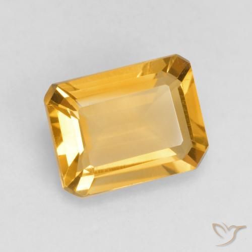 Citrine Doré vif naturelle Octogone / coupe Émeraude, 1.41 ct, VVS-VS