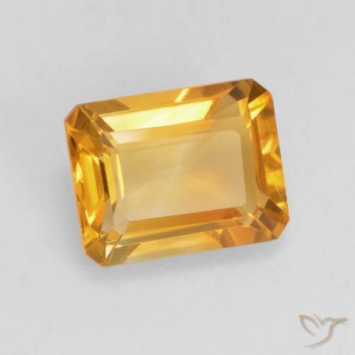 Citrine Doré foncé naturelle Octogone / coupe Émeraude, 1.54 ct, VVS-VS