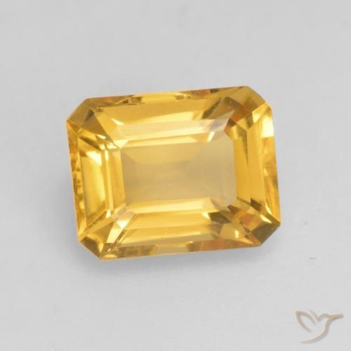 Citrine Doré vif naturelle Octogone / coupe Émeraude, 1.53 ct, VVS-VS