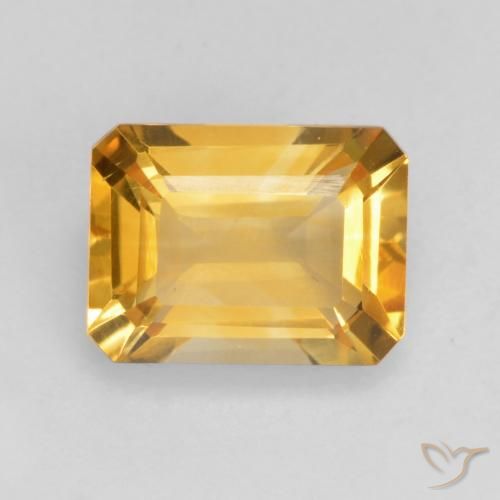 Citrine Orange doré profond naturelle Octogone / coupe Émeraude, 1.49 ct, VVS-VS