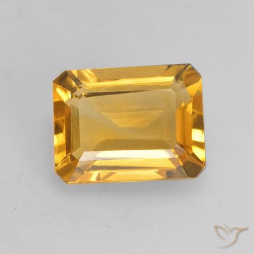 Citrine Orange Doré naturelle Octogone / coupe Émeraude, 1.45 ct, VVS-VS