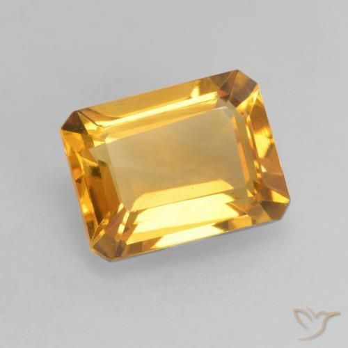 Citrine Orange Doré naturelle Octogone / coupe Émeraude, 1.45 ct, VVS-VS