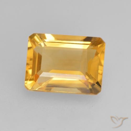 Citrine Doré vif naturelle Octogone / coupe Émeraude, 1.56 ct, VVS-VS
