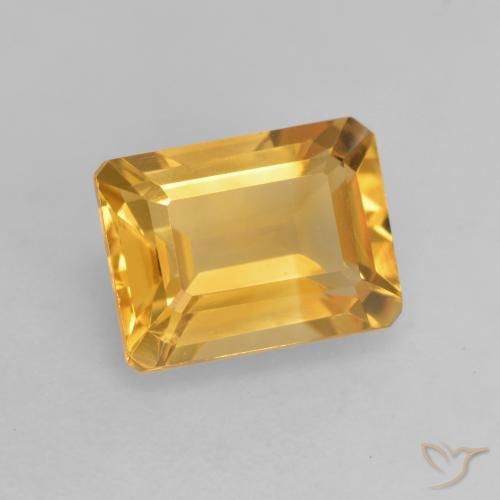 Citrine Doré vif naturelle Octogone / coupe Émeraude, 1.56 ct, VVS-VS