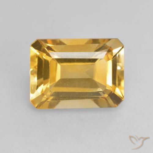 1.53ct Naturel Doré moyen Citrine, Taille émeraude, VVS-VS