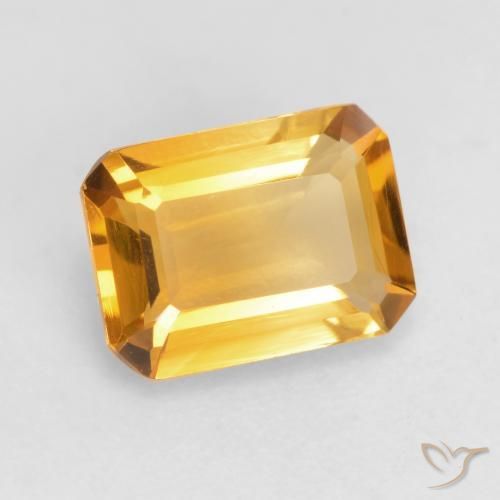 Citrine Doré foncé naturelle Octogone / coupe Émeraude, 1.22 ct, VVS-VS