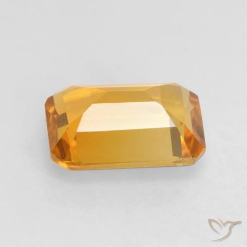 Citrine Doré foncé naturelle Octogone / coupe Émeraude, 1.22 ct, VVS-VS
