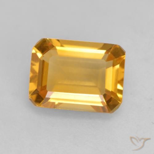 1.52ct Naturel Orange doré profond Citrine, Taille émeraude, VVS-VS