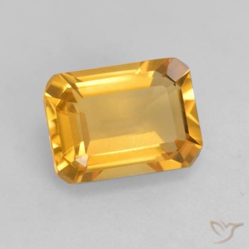 Citrine Orange doré profond naturelle Octogone / coupe Émeraude, 1.52 ct, VVS-VS