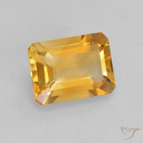 Citrine Orange doré profond naturelle Octogone / coupe Émeraude, 1.44 ct, VVS-VS