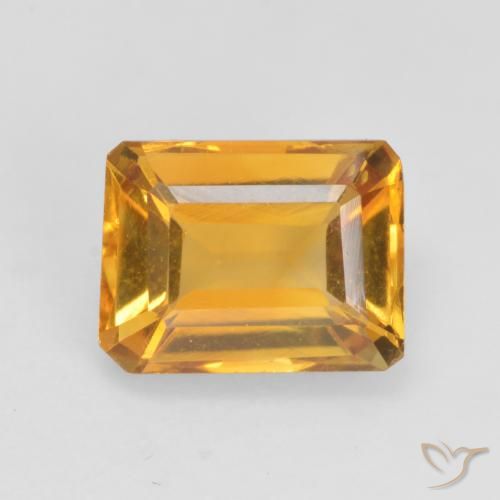 Citrine Doré foncé naturelle Octogone / coupe Émeraude, 1.48 ct, VVS-VS