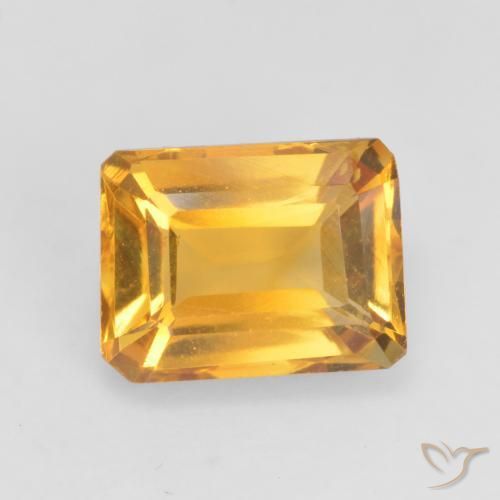Citrine Doré foncé naturelle Octogone / coupe Émeraude, 1.48 ct, VVS-VS