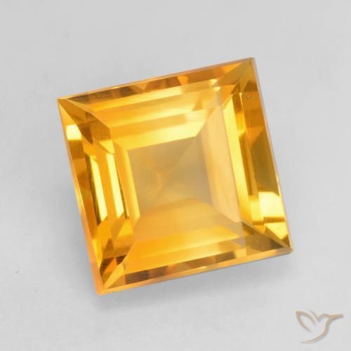Citrine Or moyen naturelle Carré, 1.76 ct, VVS-VS