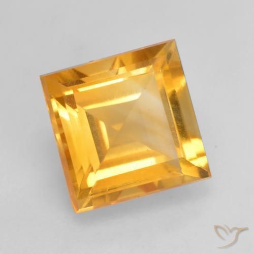 Citrine Orange doré profond naturelle Carré, 1.81 ct, VS