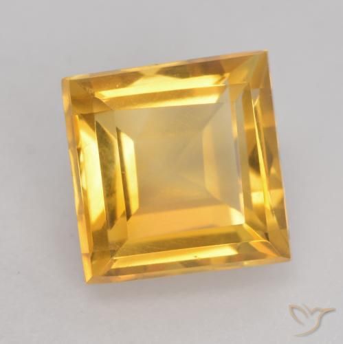 Citrine Orange doré profond naturelle Carré, 1.64 ct, VVS-VS