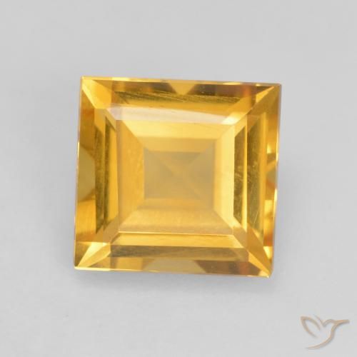 Citrine Doré vif naturelle Carré, 1.56 ct, VVS-VS