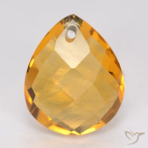 3.84ct Naturel Orange-or moyen-léger Citrine, En forme de poire, VVS-VS