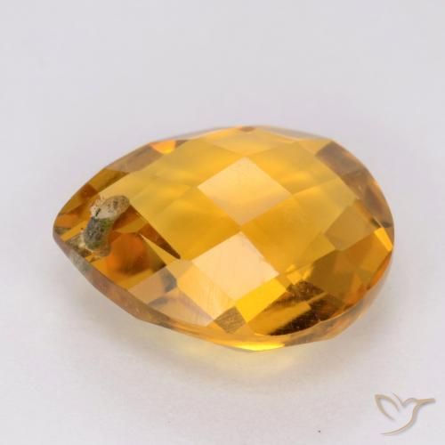 Citrine Orange-or moyen-léger naturelle En forme de poire, 3.84 ct, VVS-VS
