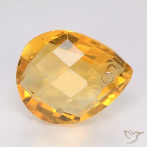 Citrine Orange-or moyen-léger naturelle En forme de poire, 3.76 ct, VVS-VS
