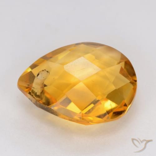 Citrine Orange-or moyen-léger naturelle En forme de poire, 3.76 ct, VVS-VS