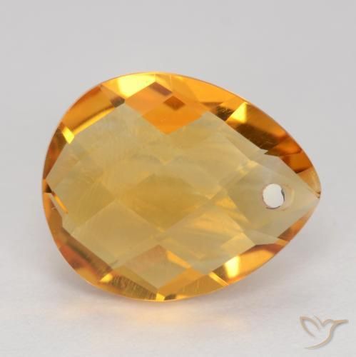 Citrine Orange moyen naturelle En forme de poire, 3.38 ct, VVS-VS