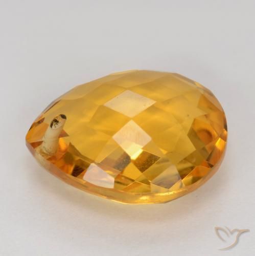 Citrine Doré foncé naturelle En forme de poire, 3.86 ct, VVS-VS