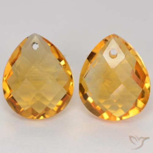 7.39ctw Naturel Orange doré profond Citrine, En forme de poire, VVS-VS