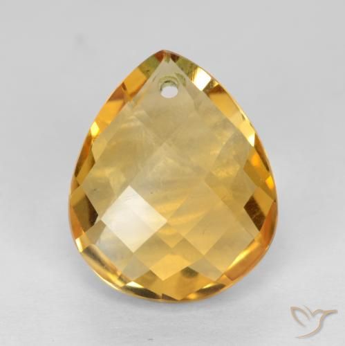 Citrine Orange doré profond naturelle En forme de poire, 3.85 ct, VVS-VS