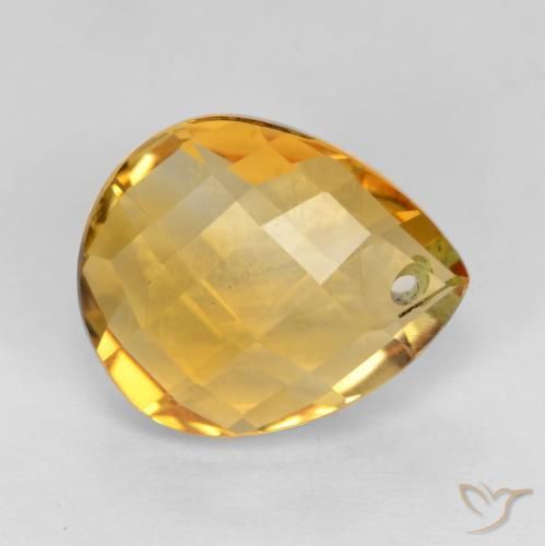 Citrine Orange doré profond naturelle En forme de poire, 3.85 ct, VVS-VS