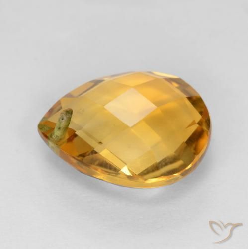 Citrine Orange doré profond naturelle En forme de poire, 3.85 ct, VVS-VS