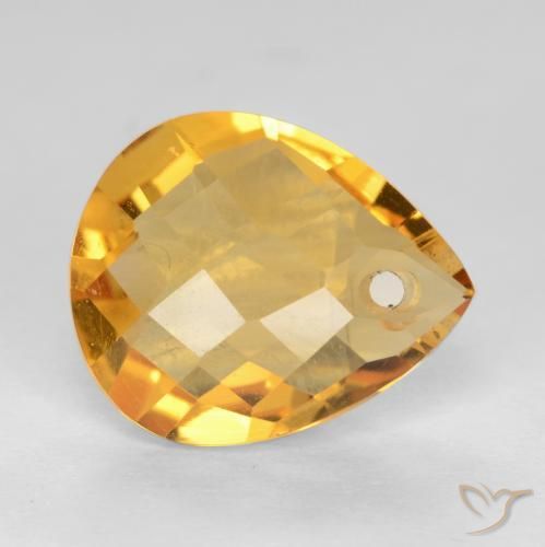 Citrine Orange doré profond naturelle En forme de poire, 3.54 ct, VVS-VS