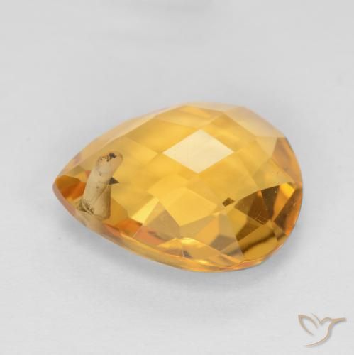 Citrine Orange doré profond naturelle En forme de poire, 3.54 ct, VVS-VS
