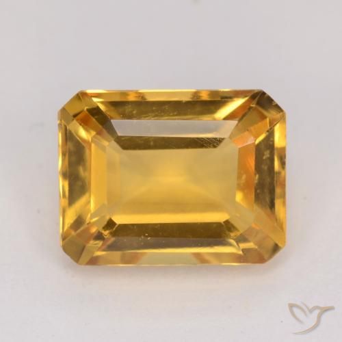 Citrine Doré foncé naturelle Octogone / coupe Émeraude, 1.47 ct, VVS-VS